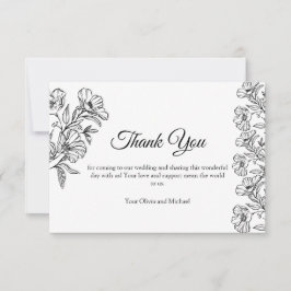 Minimalistische witte botanische lijnenkunst bedankkaart