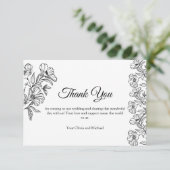 Minimalistische witte botanische lijnkunst bedankkaart (Staand voorkant)