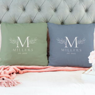 Minimalistische witte botanische monogram kussen