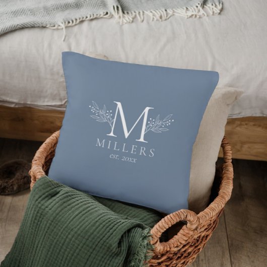 Minimalistische witte botanische monogram kussen