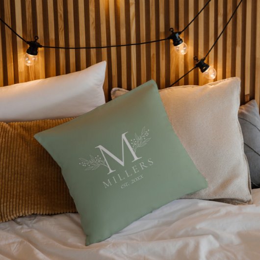 Minimalistische witte botanische monogram kussen