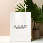 Minimalistische witte bruidsmeisje geschenken Eleg Medium Cadeauzakje