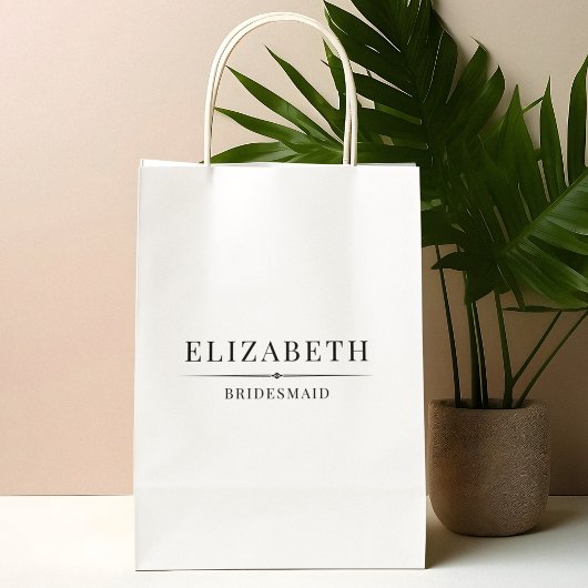 Minimalistische witte bruidsmeisje geschenken Eleg Medium Cadeauzakje