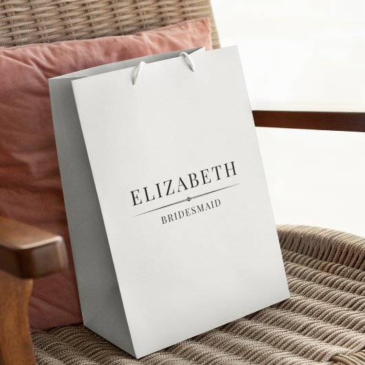 Minimalistische witte bruidsmeisje geschenken Eleg Medium Cadeauzakje