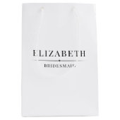 Minimalistische witte bruidsmeisje geschenken Eleg Medium Cadeauzakje (Voorkant)