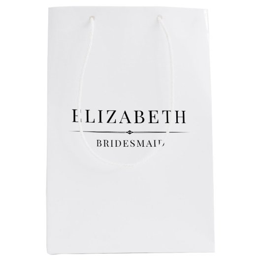 Minimalistische witte bruidsmeisje geschenken Eleg Medium Cadeauzakje (Voorkant)