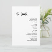 Minimalistische witte bruiloft Drinken Bar Menu (Staand voorkant)