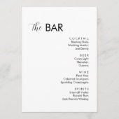 Minimalistische witte bruiloft Drinken Bar Menu (Voorkant)