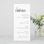 Minimalistische witte bruiloft Drinken Menu (Staand voorkant)