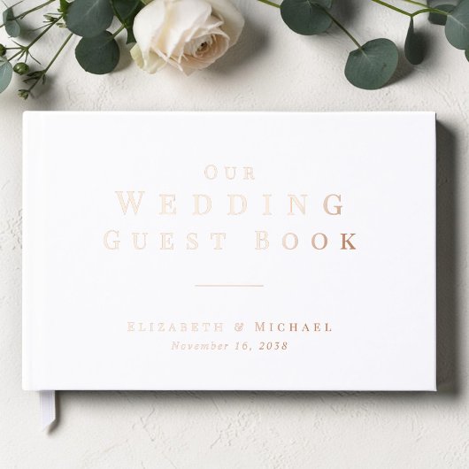 Minimalistische Witte Bruiloft Gastenboek