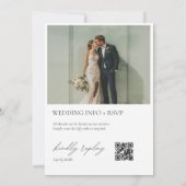 Minimalistische witte bruiloft met QR-code RSVP Kaart (Achterkant)