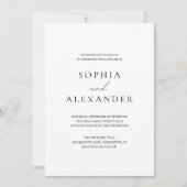 Minimalistische witte bruiloft met QR-code RSVP Kaart (Voorkant)