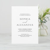 Minimalistische witte bruiloft met QR-code RSVP Kaart (Staand voorkant)