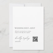 Minimalistische witte bruiloft met QR-code RSVP Kaart (Achterkant)