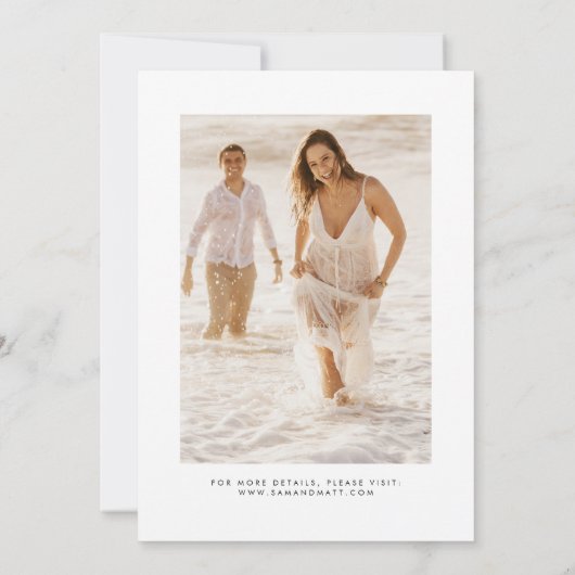 Minimalistische witte bruiloft uitnodiging voor el (Achterkant)