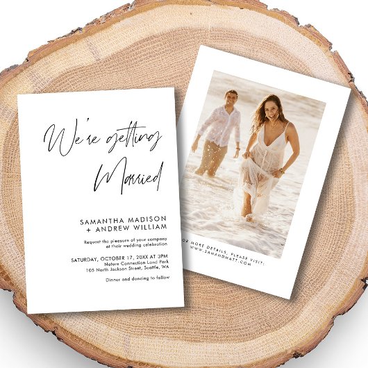 Minimalistische witte bruiloft uitnodiging voor el