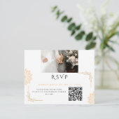 Minimalistische witte bruine bruiloft RSVP kaartje (Staand voorkant)