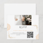 Minimalistische witte bruine bruiloft RSVP kaartje (Voorkant / Achterkant)