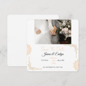 Minimalistische witte bruine bruiloft save the date (Voorkant / Achterkant)