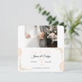 Minimalistische witte bruine bruiloft save the date (Staand voorkant)