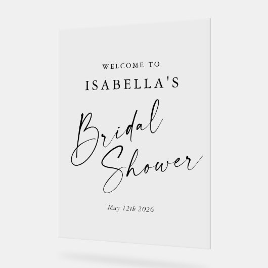 Minimalistische witte chic aangepaste bruidsdouche acryl bord (Hoek)