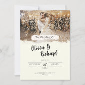 Minimalistische witte crème foto elegante bruiloft kaart (Voorkant)