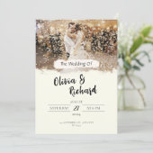 Minimalistische witte crème foto elegante bruiloft kaart (Staand voorkant)