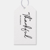 Minimalistische witte "dankbare" Thanksgiving Cadeaulabel (Voorkant)