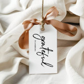 Minimalistische witte "dankbare" Thanksgiving Cadeaulabel