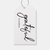 Minimalistische witte "dankbare" Thanksgiving Cadeaulabel (Voorkant)