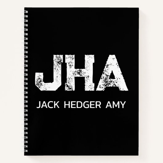 MINIMALISTISCHE WITTE DRIE-L LETTER MONOGRAM NAAM NOTITIEBOEK (Voorkant)