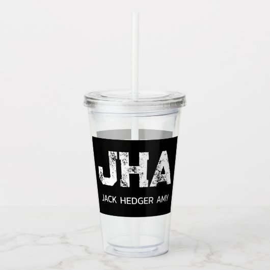 MINIMALISTISCHE WITTE DRIE LETTER MONOGRAM NAAM ZW ACRYL DRINKBEKER (Voorkant)