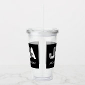 MINIMALISTISCHE WITTE DRIE LETTER MONOGRAM NAAM ZW ACRYL DRINKBEKER (Rechts)