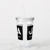 MINIMALISTISCHE WITTE DRIE LETTER MONOGRAM NAAM ZW ACRYL DRINKBEKER (Links)