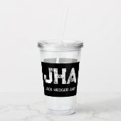 MINIMALISTISCHE WITTE DRIE LETTER MONOGRAM NAAM ZW ACRYL DRINKBEKER (Achterkant)