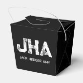 MINIMALISTISCHE WITTE DRIE LETTER MONOGRAM NAAM ZW BEDANKDOOSJES (Achterkant)