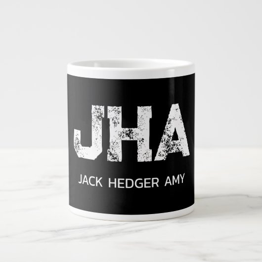 MINIMALISTISCHE WITTE DRIE-LETTER MONOGRAM NAAM ZW GROTE KOFFIEKOP (Voorkant)