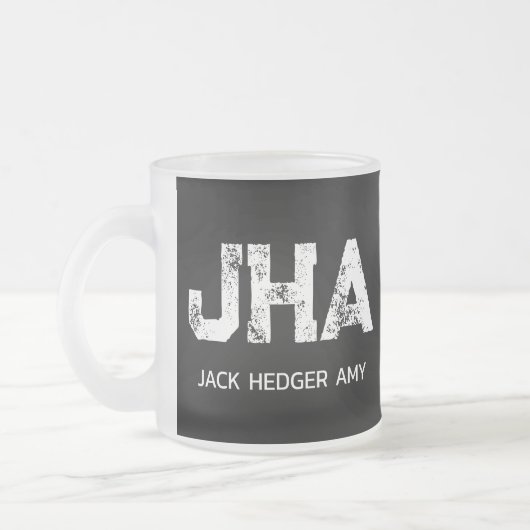 MINIMALISTISCHE WITTE DRIE LETTER MONOGRAM NAAM ZW MATGLAS KOFFIEMOK (Links)