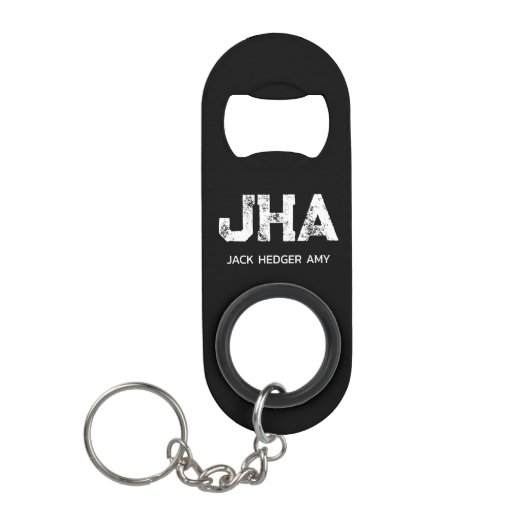 MINIMALISTISCHE WITTE DRIE LETTER MONOGRAM NAAM ZW MINI FLESSENOPENER (Voorkant)
