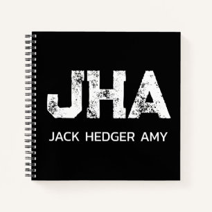 MINIMALISTISCHE WITTE DRIE-LETTER MONOGRAM NAAM ZW NOTITIEBOEK