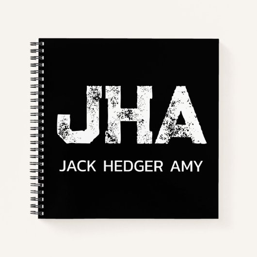 MINIMALISTISCHE WITTE DRIE-LETTER MONOGRAM NAAM ZW NOTITIEBOEK (Voorkant)