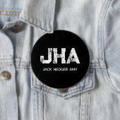 MINIMALISTISCHE WITTE DRIE LETTER MONOGRAM NAAM ZW RONDE BUTTON 4,0 CM (In situ)