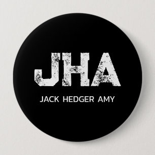 MINIMALISTISCHE WITTE DRIE LETTER MONOGRAM NAAM ZW RONDE BUTTON 4,0 CM