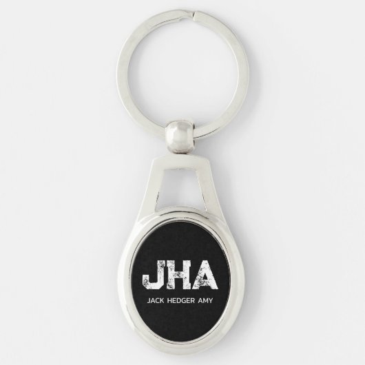 MINIMALISTISCHE WITTE DRIE LETTER MONOGRAM NAAM ZW SLEUTELHANGER (Voorkant)