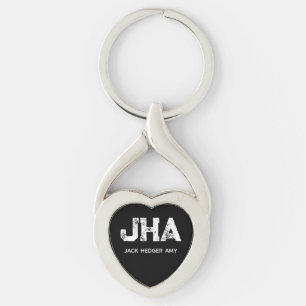 MINIMALISTISCHE WITTE DRIE LETTER MONOGRAM NAAM ZW SLEUTELHANGER