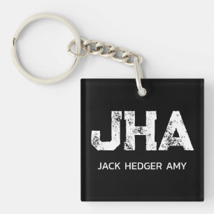 MINIMALISTISCHE WITTE DRIE LETTER MONOGRAM NAAM ZW SLEUTELHANGER