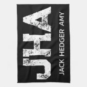 MINIMALISTISCHE WITTE DRIE LETTER MONOGRAM NAAM ZW THEEDOEK (Verticaal)