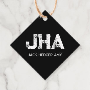 MINIMALISTISCHE WITTE DRIE LETTERS MONOGRAM NAAM Z BEDANKJES LABELS