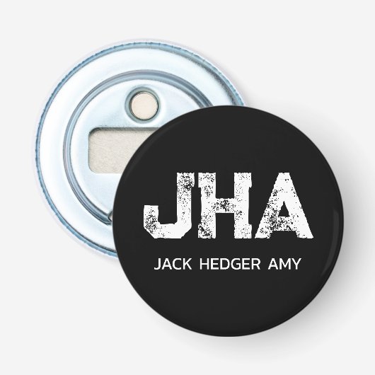 MINIMALISTISCHE WITTE DRIE LETTERS MONOGRAM NAAM Z BUTTON FLESOPENER (Voorkant)