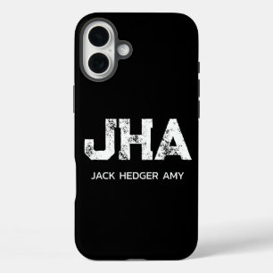 MINIMALISTISCHE WITTE DRIE LETTERS MONOGRAM NAAM Z iPhone 16 PLUS HOESJE